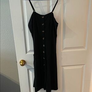 Chic Black Button-Front Midi Dress